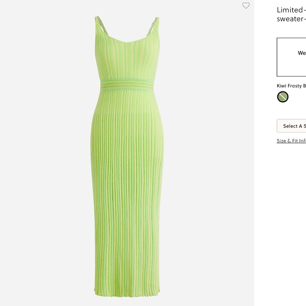 J Crew Limited-edition midi striped sweater-dress green small
